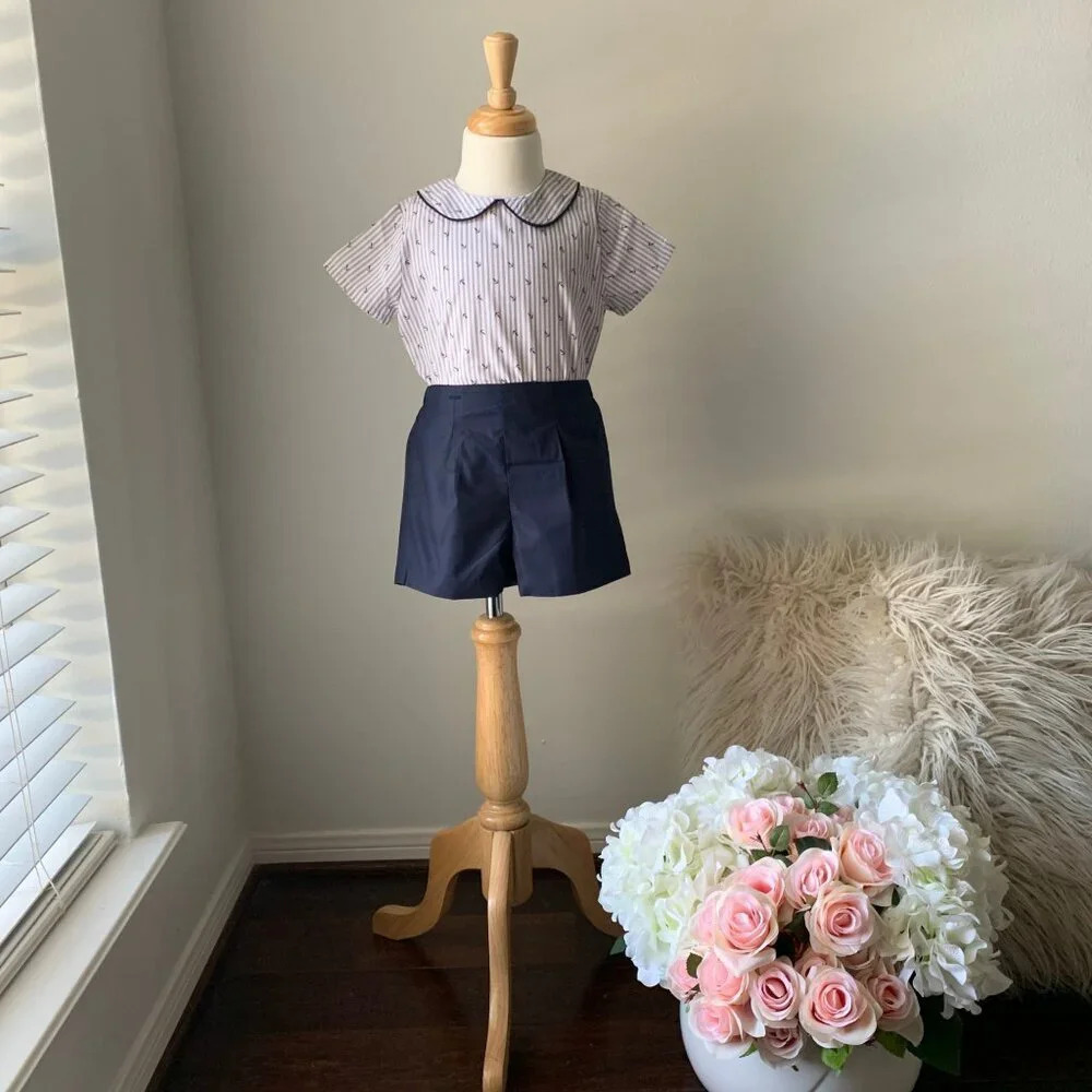 NWT Handsome Boys Dress Shirt & Shorts 2 Piece Outfit Celebration Wear Suit 24M